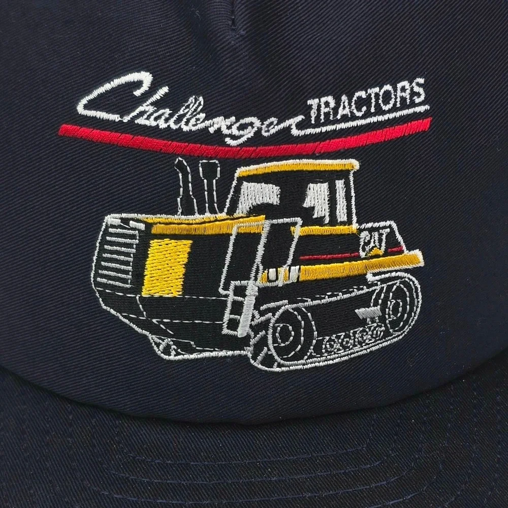 Caterpillar Challenger Tractors Navy Blue Snapback Hat Vintage Style CAT‎ Cap